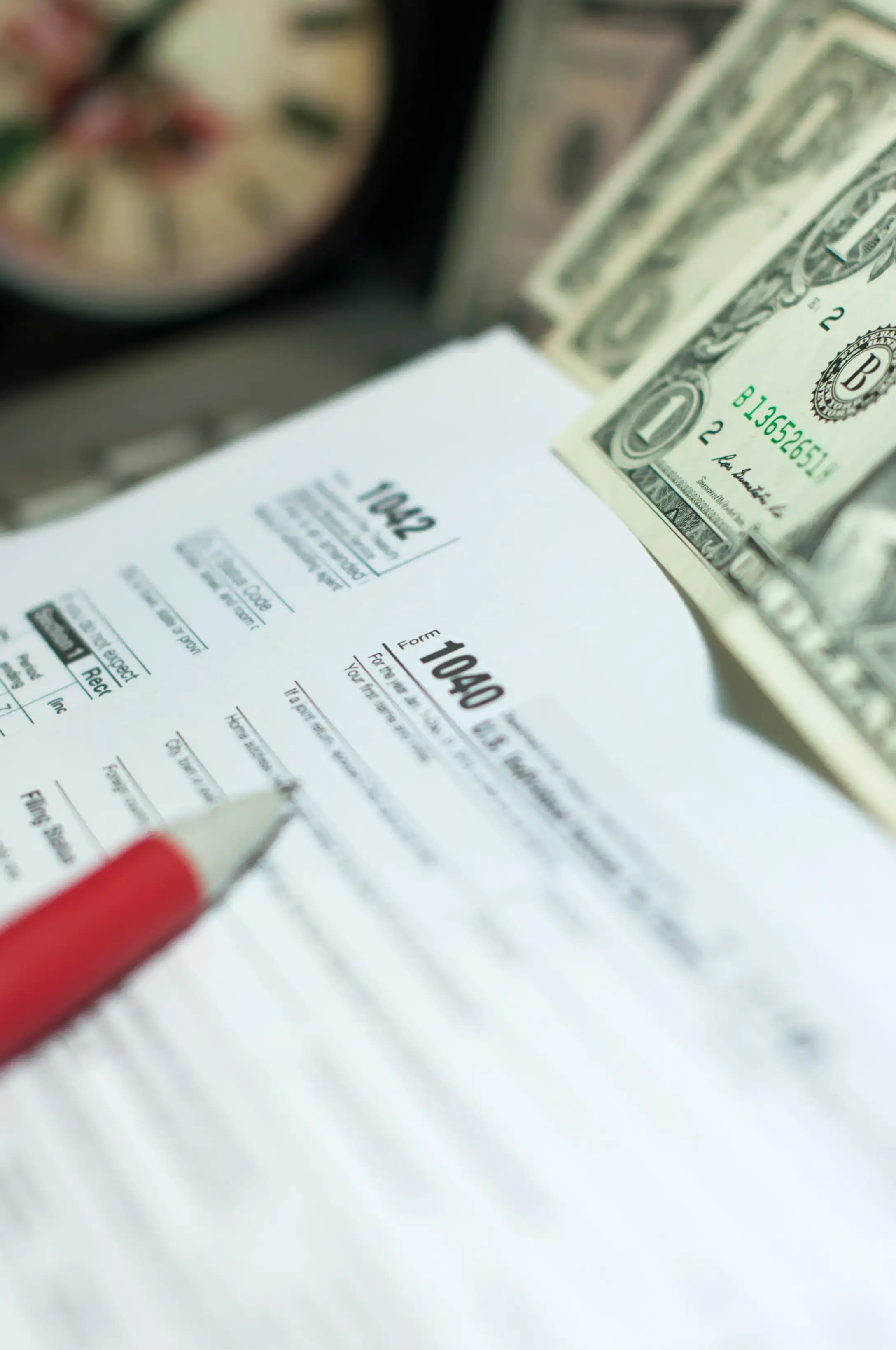 Tax form and pencil